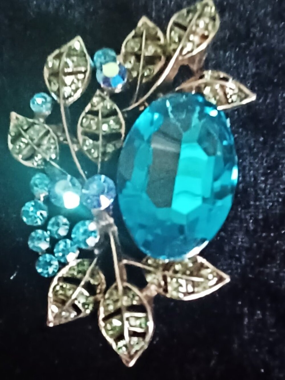 Gorgeous Blue & Gold 3" Brooch